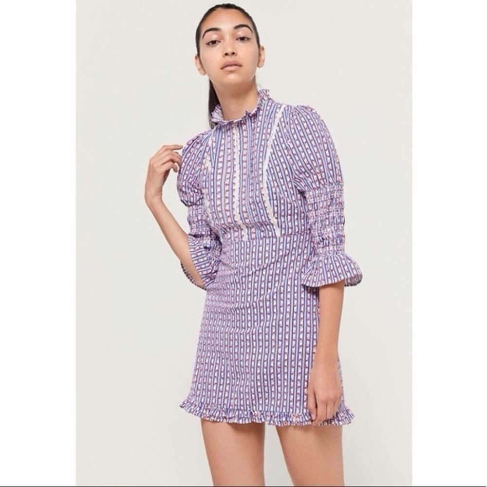 Laura Ashley x Urban Outfitters Missy Mock Neck Mini Dress in size S-Petite